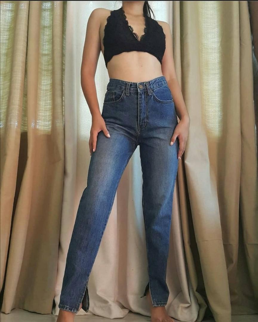 high waisted fitted mom jeans
