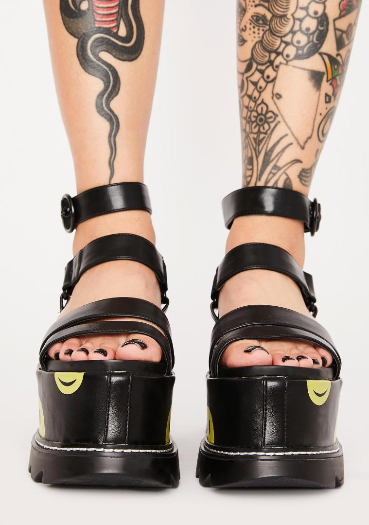 Lamoda Black Keep Smiling Platform Sandals Women s Fashion