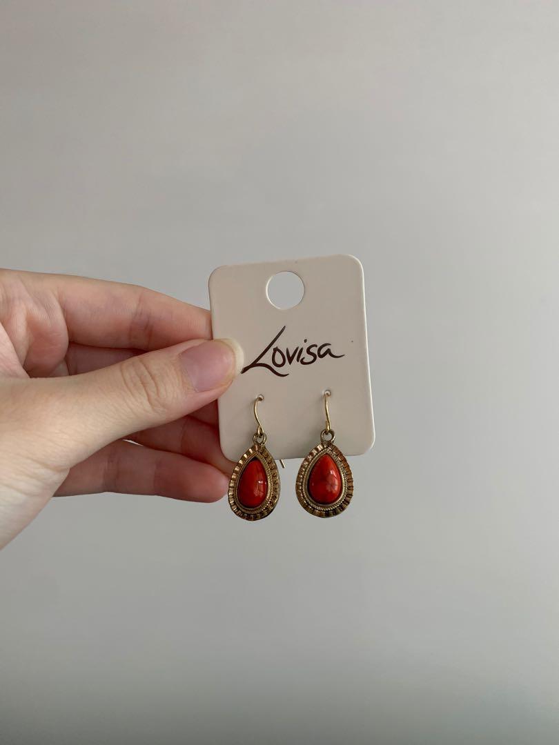 Red sales dangle earrings