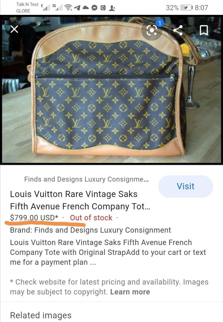 Rare Vintage LOUIS VUITTON French Company Saks Fifth Suitcase