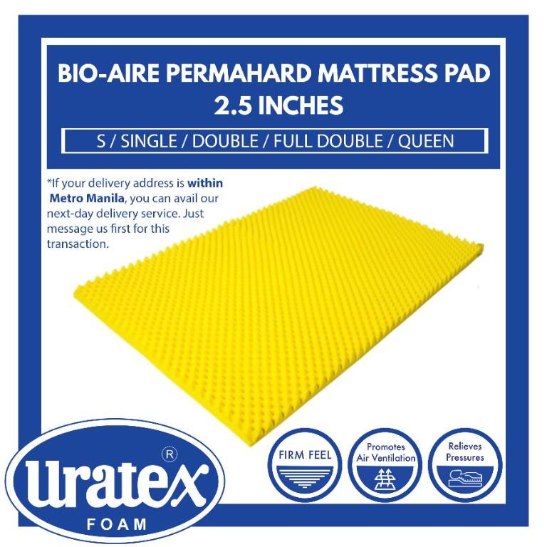 Original Uratex Permahard Bio-Aire Mattress Topper (S/SINGLE/DOUBLE/FULL DOUBLE/QUEEN) (Category: Bed Frames & Mattresses) located in Quezon City. Submitted by dfurnitures (Listing ID 1041663506, Image 1). Description: We sell authentic uratex foam mattresses and other home furnitures. You can check our reviews on Lazada or on Facebook. Mattress Topper. Facebook: fb.com/dfurnituresph Lazada:https://www.lazada.com.ph/d-furnitures .