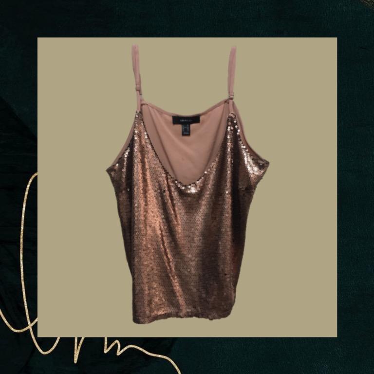 Plus Size Rose Gold Sequined Tank Top ...
