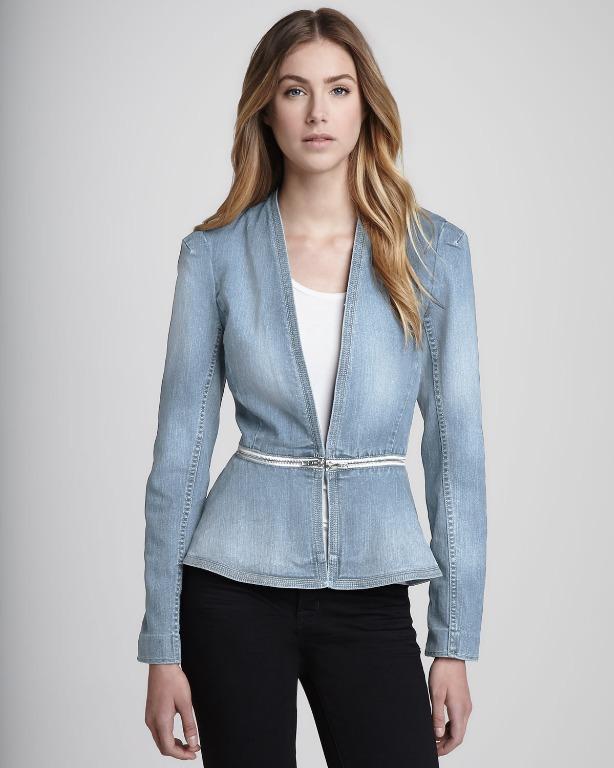 Rebecca taylor top peplum denim jacket
