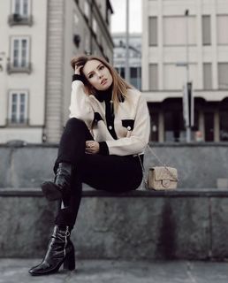 sandro cropped cardigan with topstitching