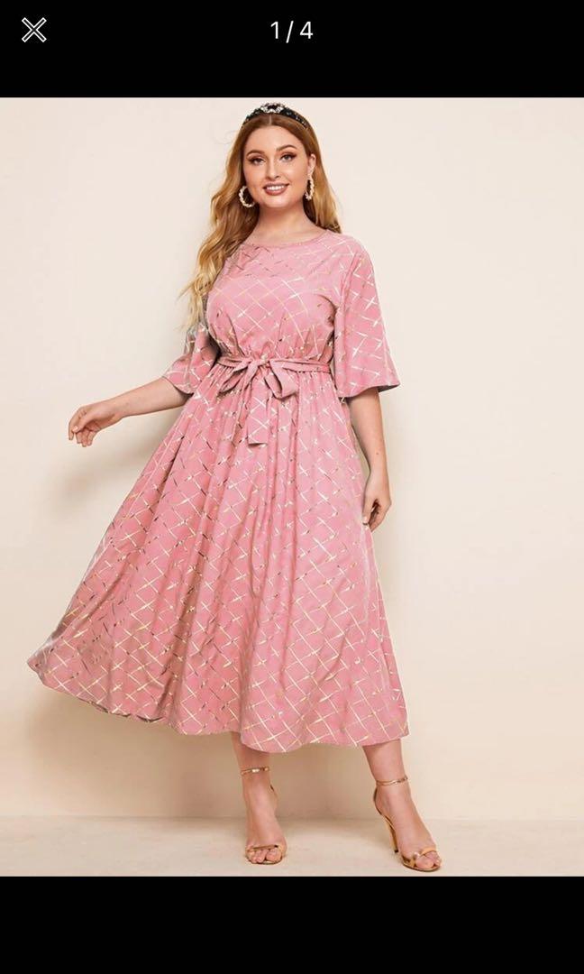 Shein pink dress plus size Clearance