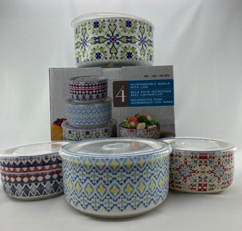 Microwavable ceramic clearance bowl with lid