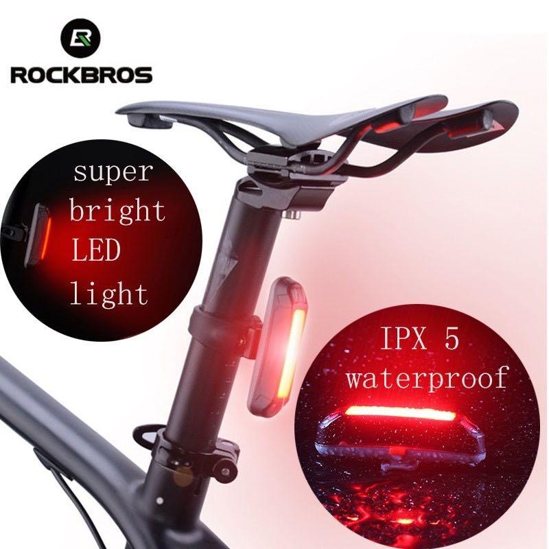 ROCKBROS Bike Tail Light Bicycle Rear Light Warning Light USB Rechargeable Black