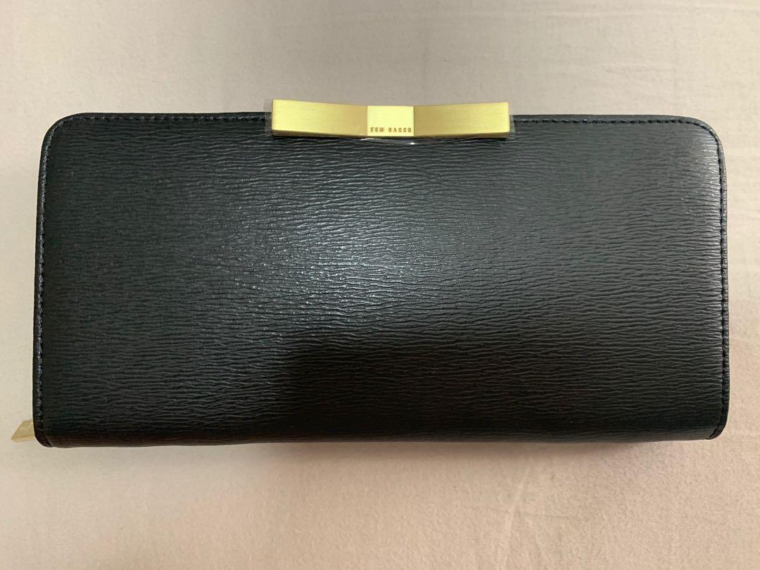 Ted Baker Women s Flow Faceted Bow Zip Around Matinee Purse Black Luxury Bags Wallets on Carousell