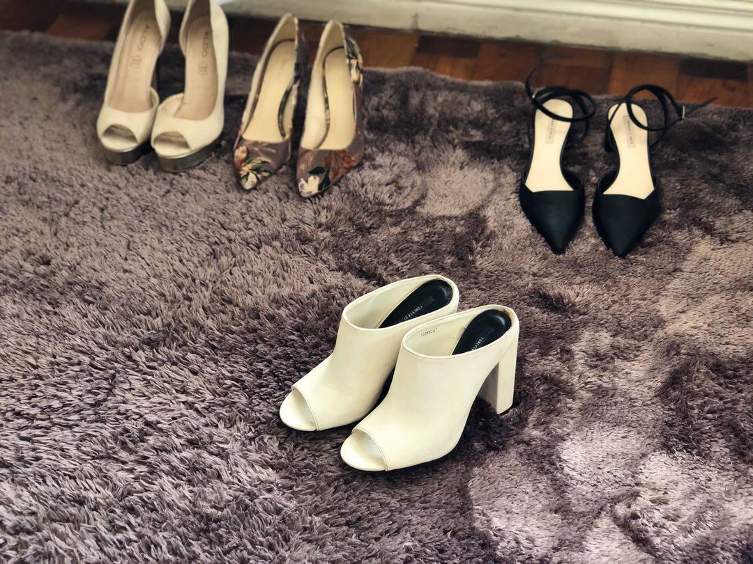 White Leather Heels (Category: Heels) located in Muntinlupa City. Submitted by kdeclutters (Listing ID 1041462189, Image 1). Description: Used once for a photoshoot, swipe to see when worn photo. US 7.5 / EU 37.5 / UK 5.5.