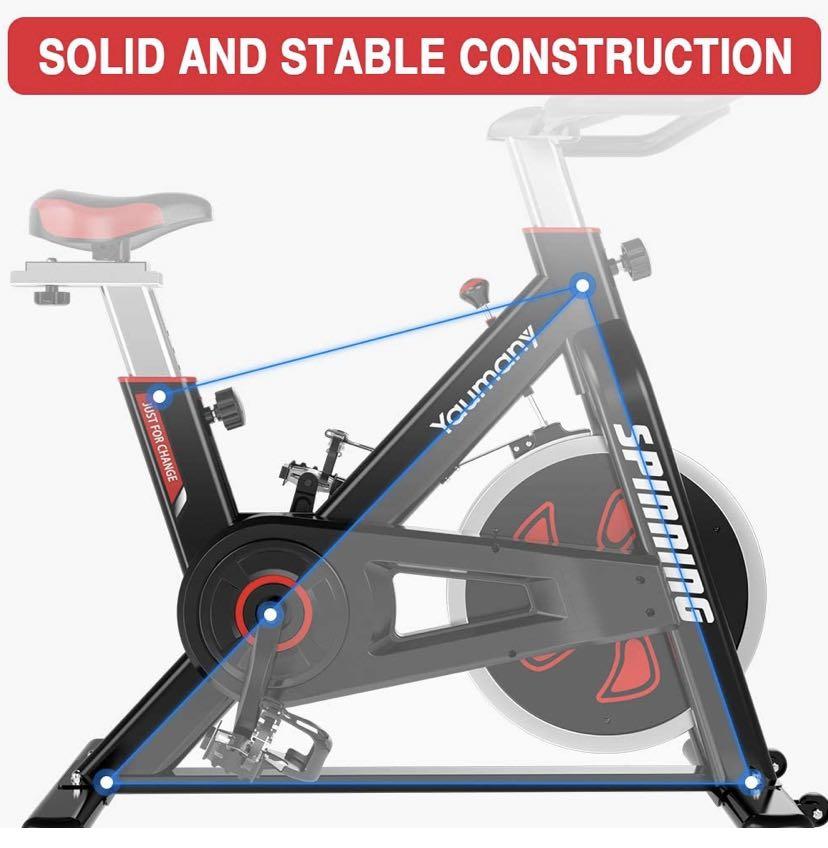 Yaumany Indoor Cycling Exercise Bike Cardio Spinning Bike with Adjustable Handlebars Seat 10KG Flywheel Resistance LCD Display Multi functional