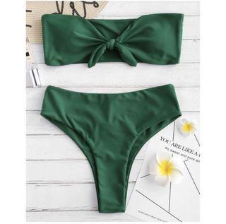 Zaful Tied Cutout Bandeau Bikini Set (Forest Green) Zaful Tied Cutout Bandeau Bikini Set (Forest Green)