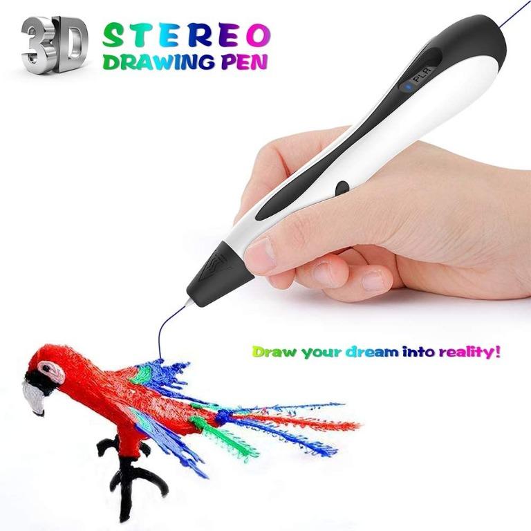 3d Stereo Drawing Pen 3d Printing Pen Safe And Easy To Use 3d Pens For Kids Adults 3d Drawing Pen With 12 Colors Pla Filament Refills White Simple Handled 3d Printer Pen For Your Kids