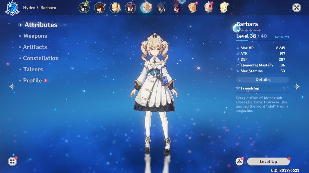 41 Genshin Impact Ar19 Super Lucky Venti Mona With Barbara Constellation Lvl 3 Video Gaming Video Games On Carousell