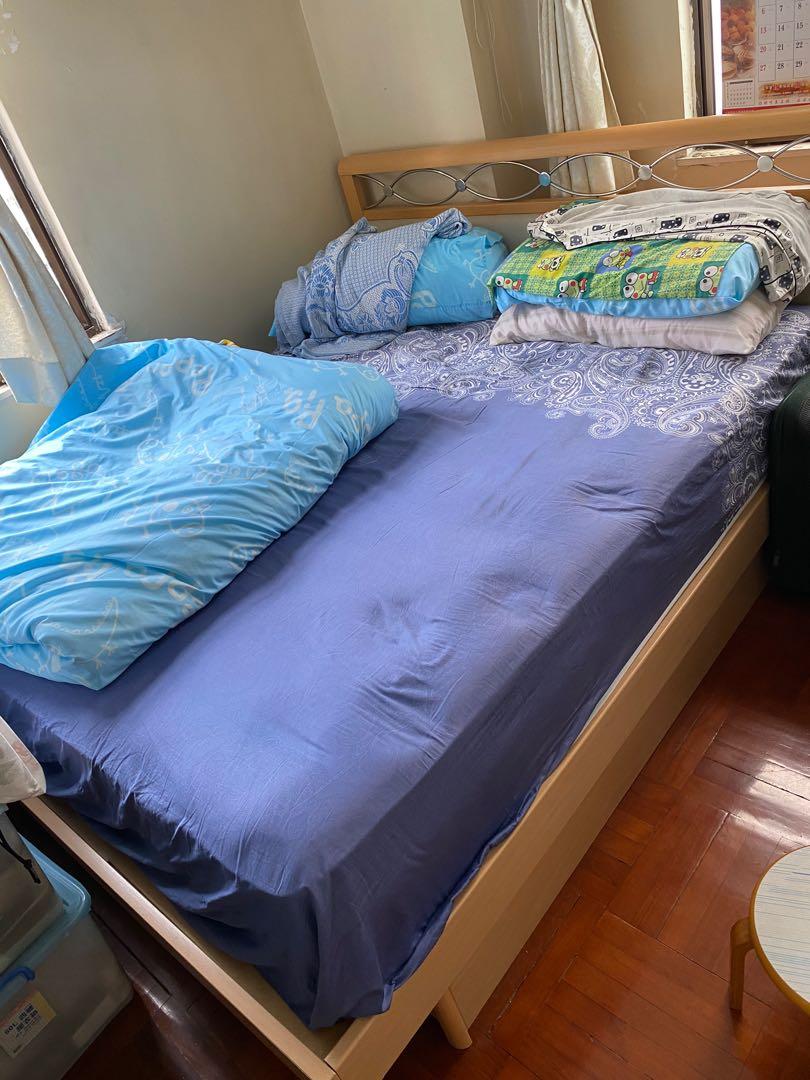 雙人床架及床褥 長197cmx闊158cm 傢俬 家居 傢俬 床架及床褥 Carousell