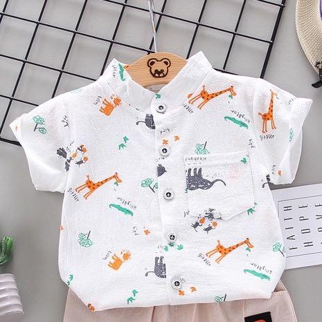 Animal print shirt for baby boy hot sale