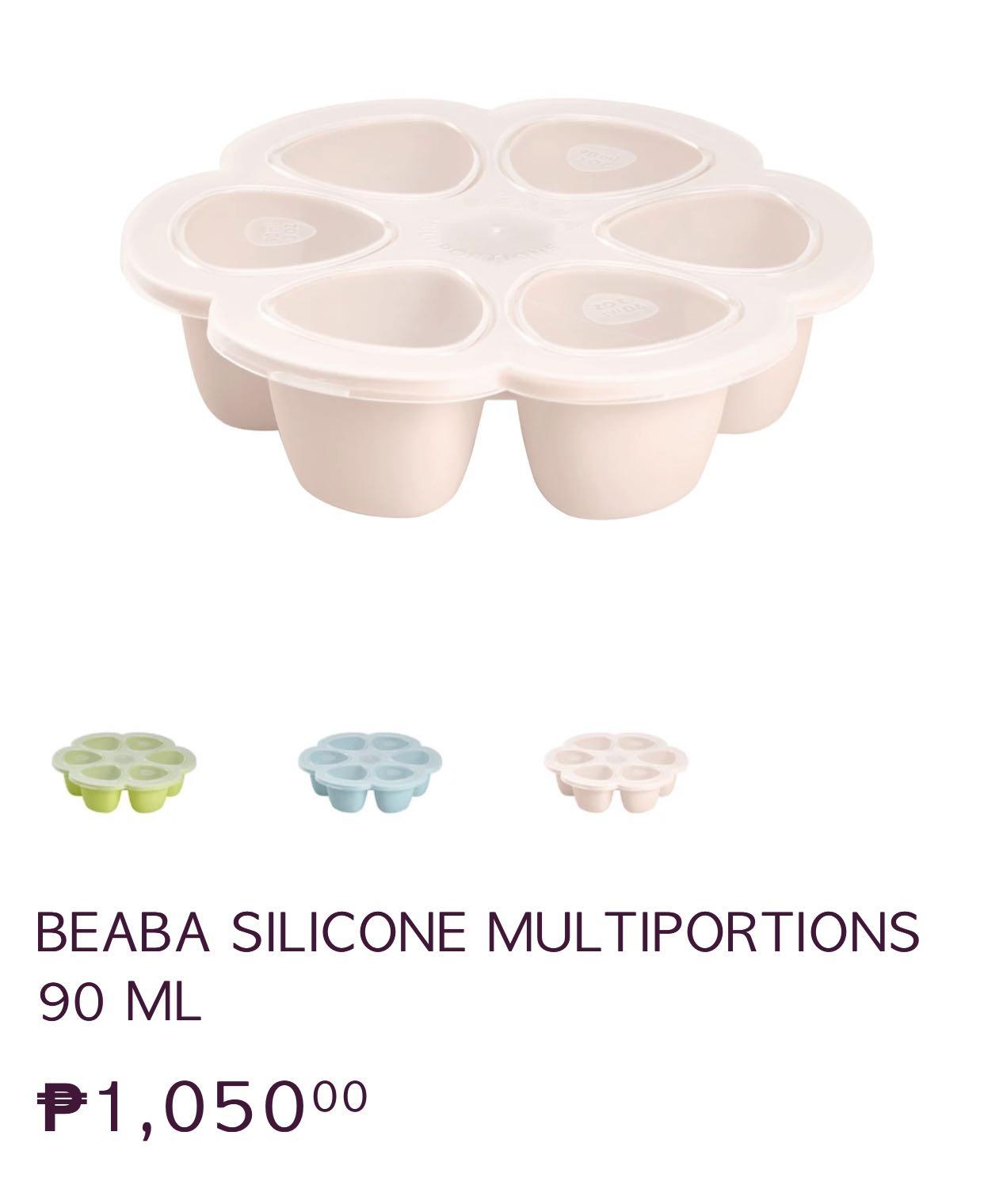 Beaba silicone multiportions 90ml/3oz (Category: Weaning & Toddler Feeding) located in Quezon City. Submitted by lovedbysydandluna (Listing ID 1004820699, Image 1). Description: Washed and sterilized. New not used We have other containers.