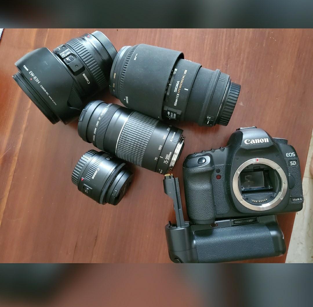 Canon Eos 5d Mark Ii Set With 4 Lenses Photography Cameras Dslr On Carousell