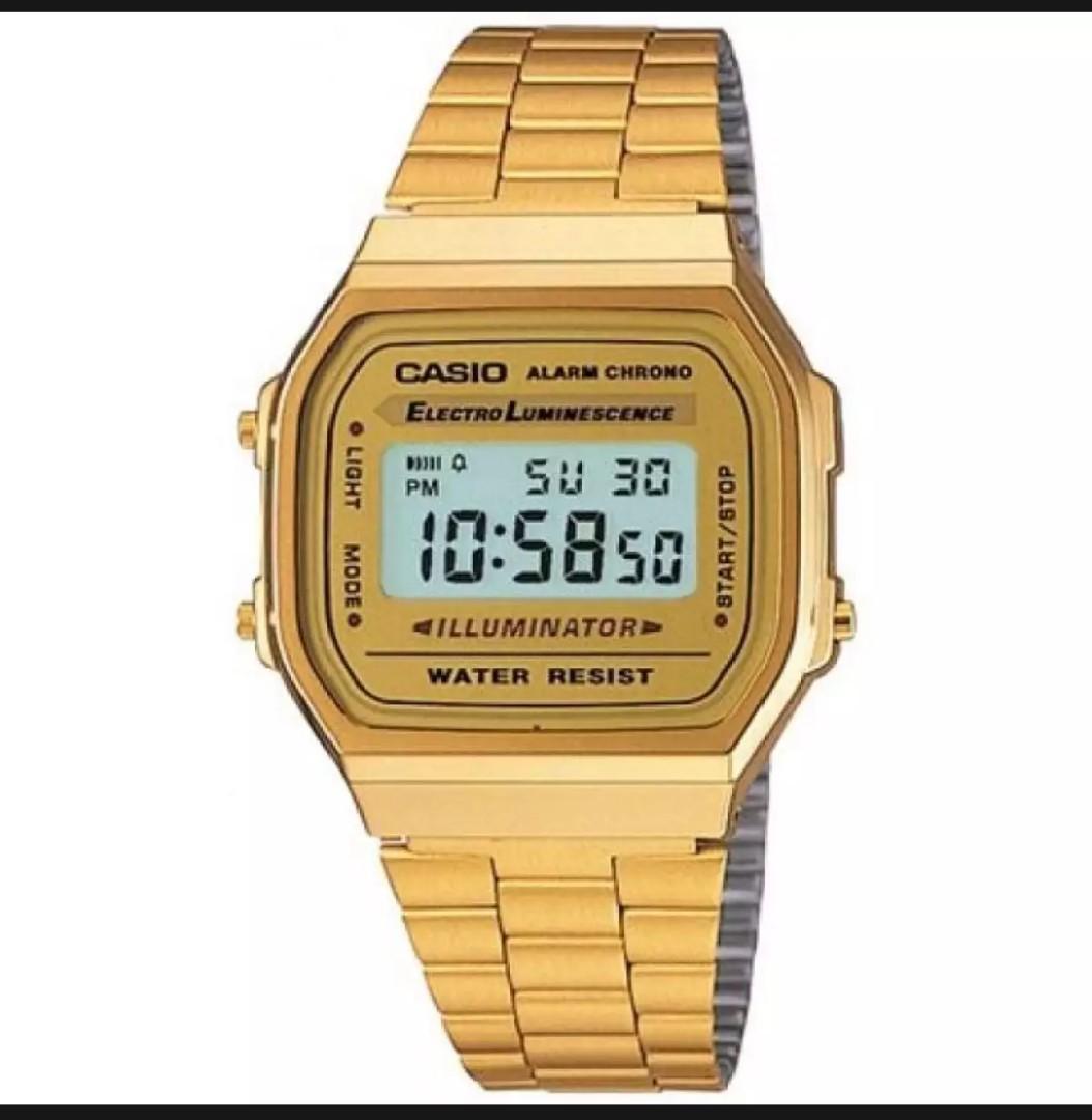Mens gold stainless steel clearance watch