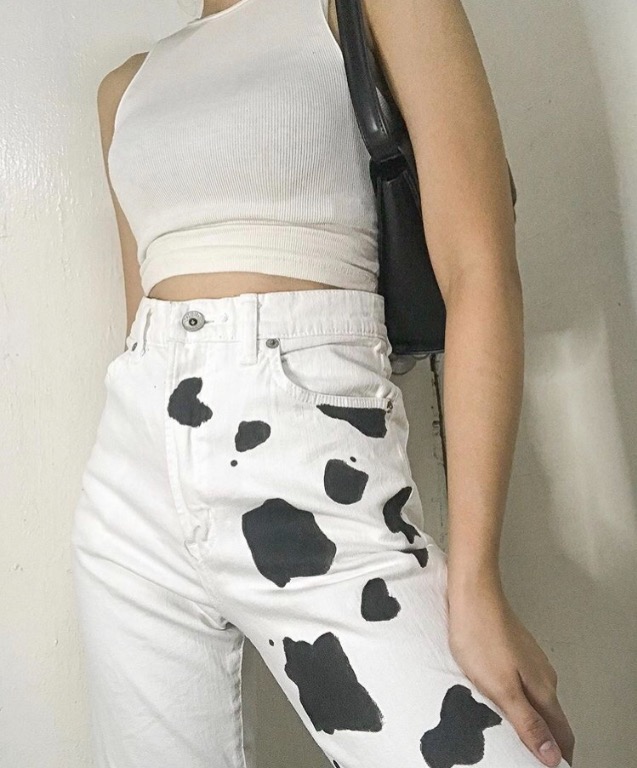 cow print mom jeans