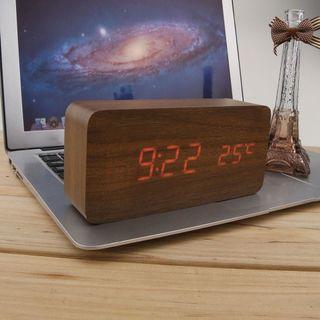 Digital Alarm Clock Wood Look