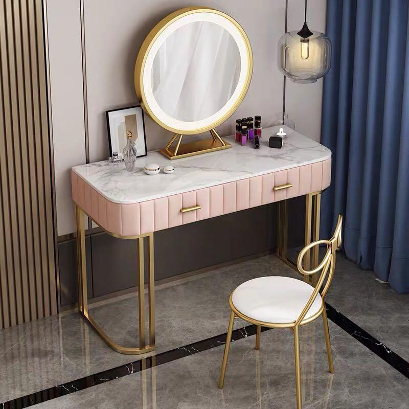 Dressing Table (Category: Tables & Sets) located in Singapore. Submitted by kennethlim1111 (Listing ID 1041808663, Image 1). Description: Size:80*45* 75 100*45*75 120*40*75 Color:pink,grey Choose single table,or with chair,mirror storage beside table marble table top.