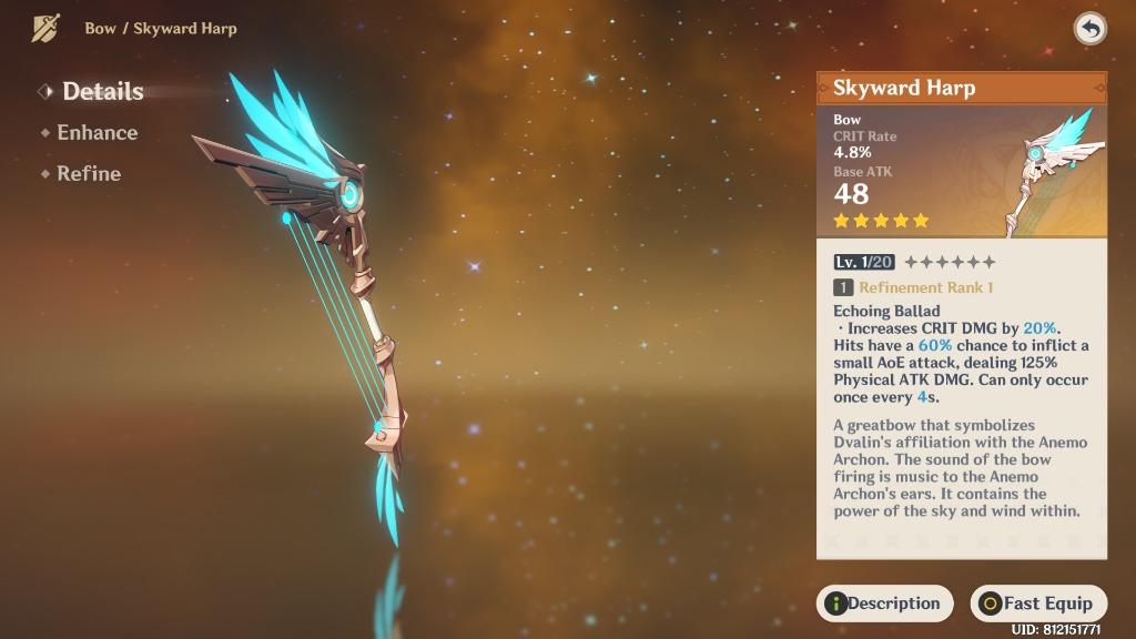 Genshin Impact 2 4 Star Character With 1 5star Bow Skyward Harp Rm 70 Video Gaming Video Games On Carousell