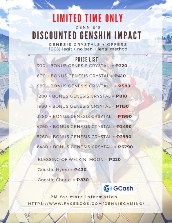 Genshin Impact Top Up Genesis Crystals Tickets Vouchers Gift Cards Vouchers On Carousell