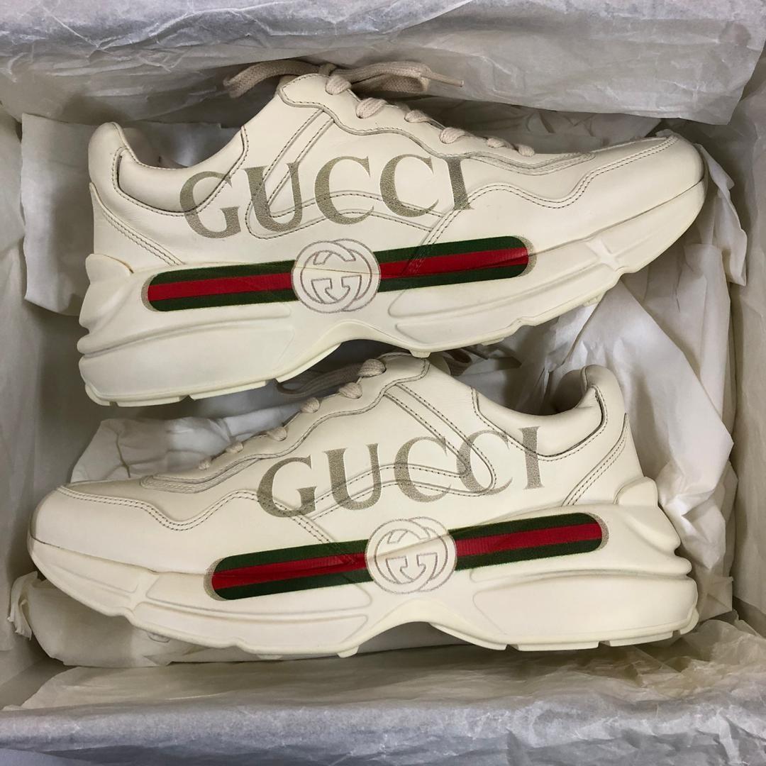 harga rhyton gucci logo leather sneaker