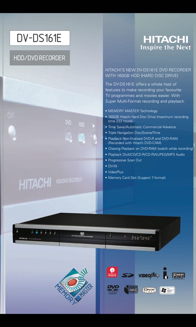 Hitachi DVD HDD Recorder DVDS161A, TV & Home Appliances, TV