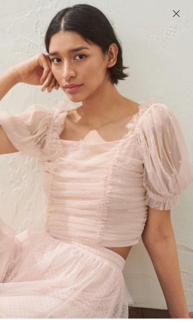 H&m puff sleeved mesh top clearance