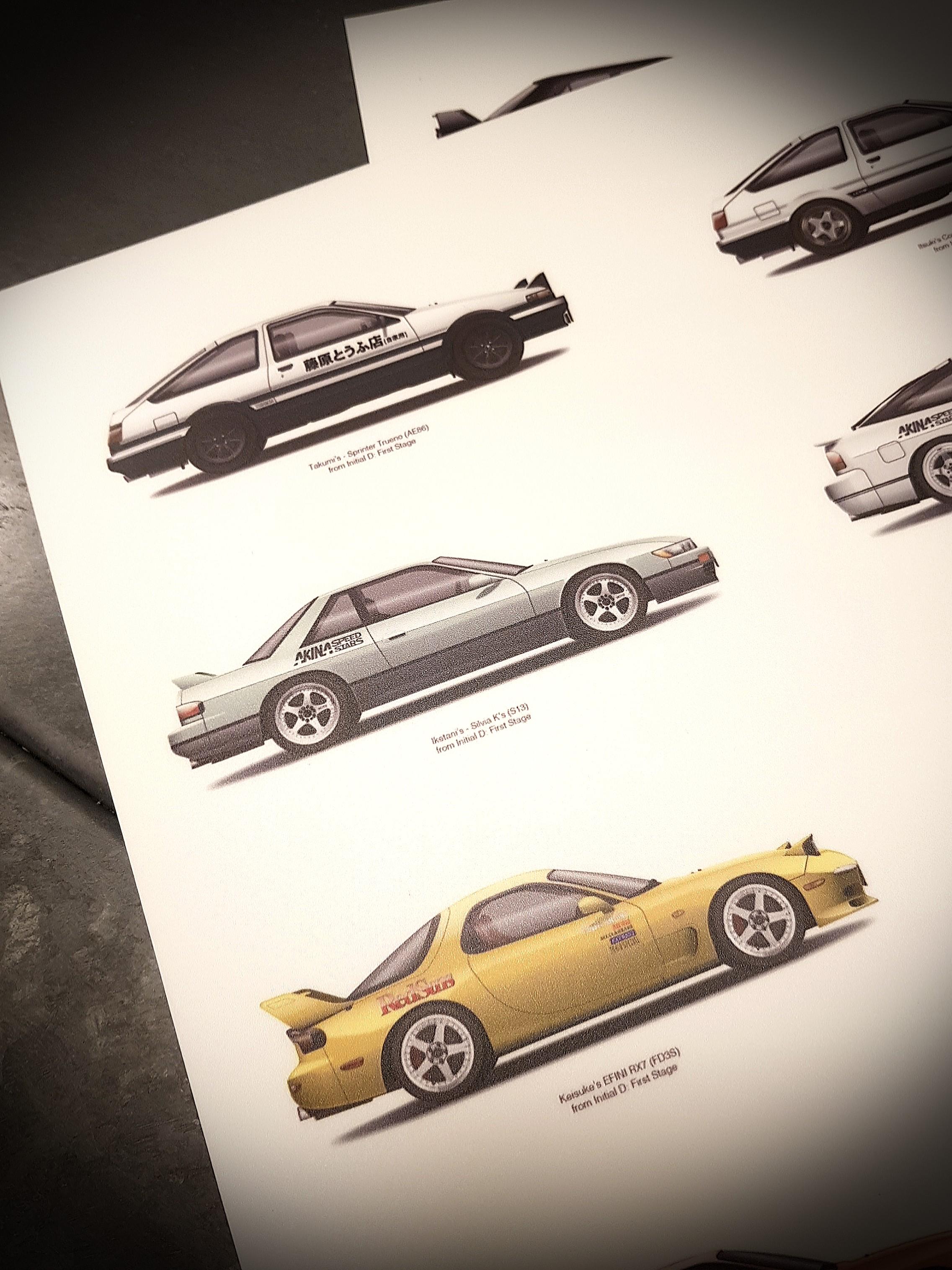 Initial D First Stage to Final Stage 40 Cars Set Art Print, Hobbies & Toys,  Stationery & Craft, Art & Prints on Carousell
