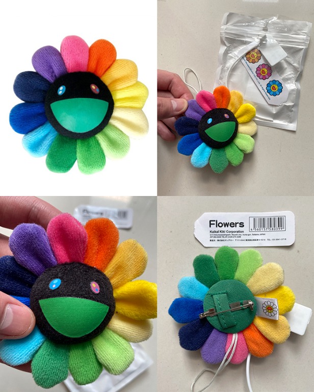 Takashi Murakami Kaikai Kiki Rainbow Flower Pin Badge Plush Keychain Brooch