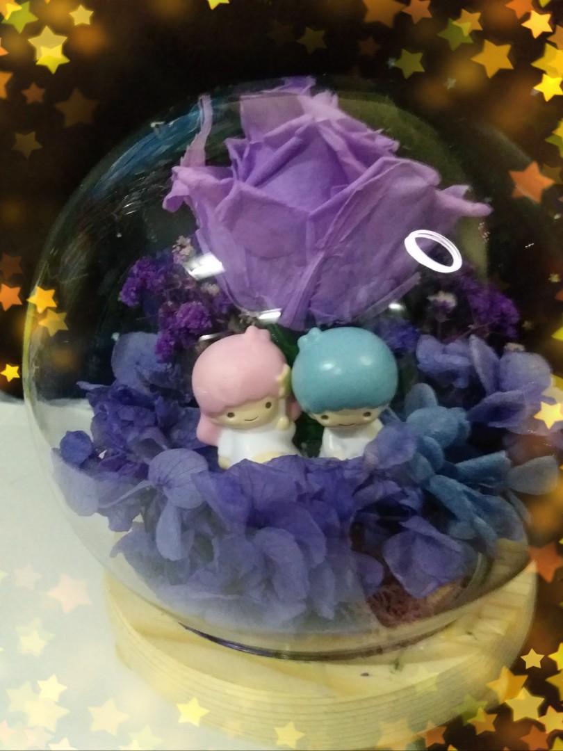 Little Twin Stars 紫色繡球花 永生花 水晶球 手作 自家設計 手作產品 飾物 Carousell