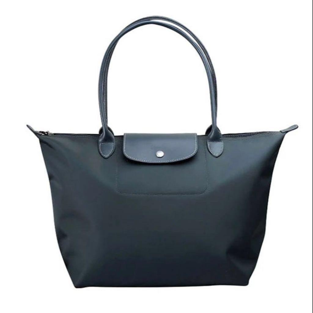 Longchamp Le Pliage Neo long handle graphite Women s Fashion Bags Wallets Purses Pouches on Carousell
