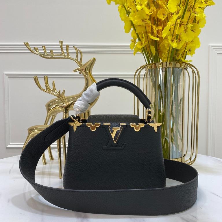 Louis Vuitton Mini Black Capucines Gold Monogram Flower Handbag