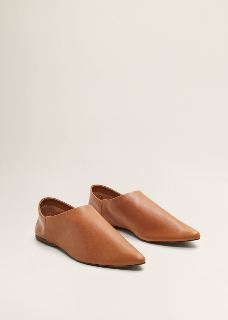 mango pointed toe leather shoes