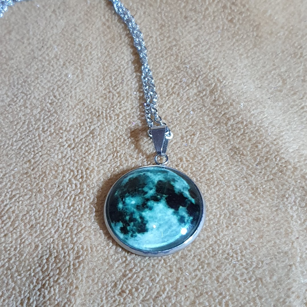 glowing in the dark moon necklace