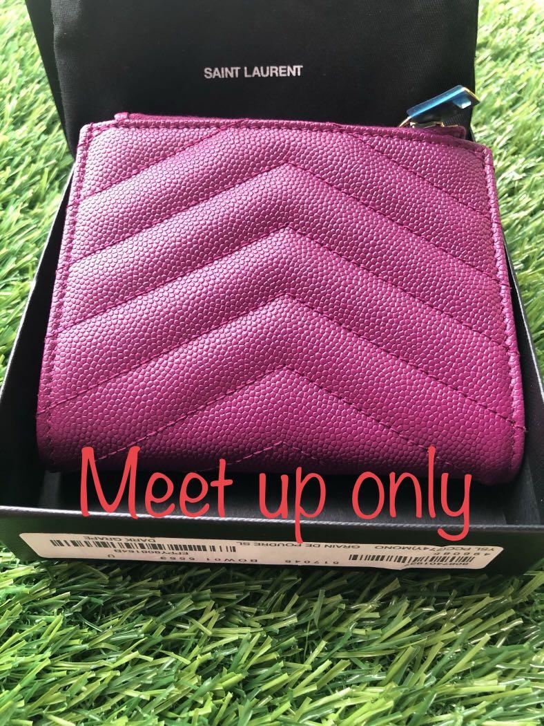 Brand New YSL wallet dark grape caviar leather Luxury Bags Wallets on Carousell