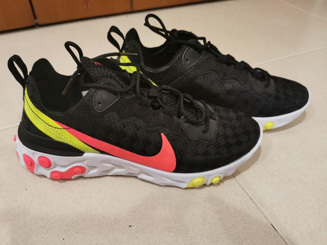 ORIGINAL AUTH NIKE REACT ELEMENT 55 BLACK VOLT CRIMSON. US7