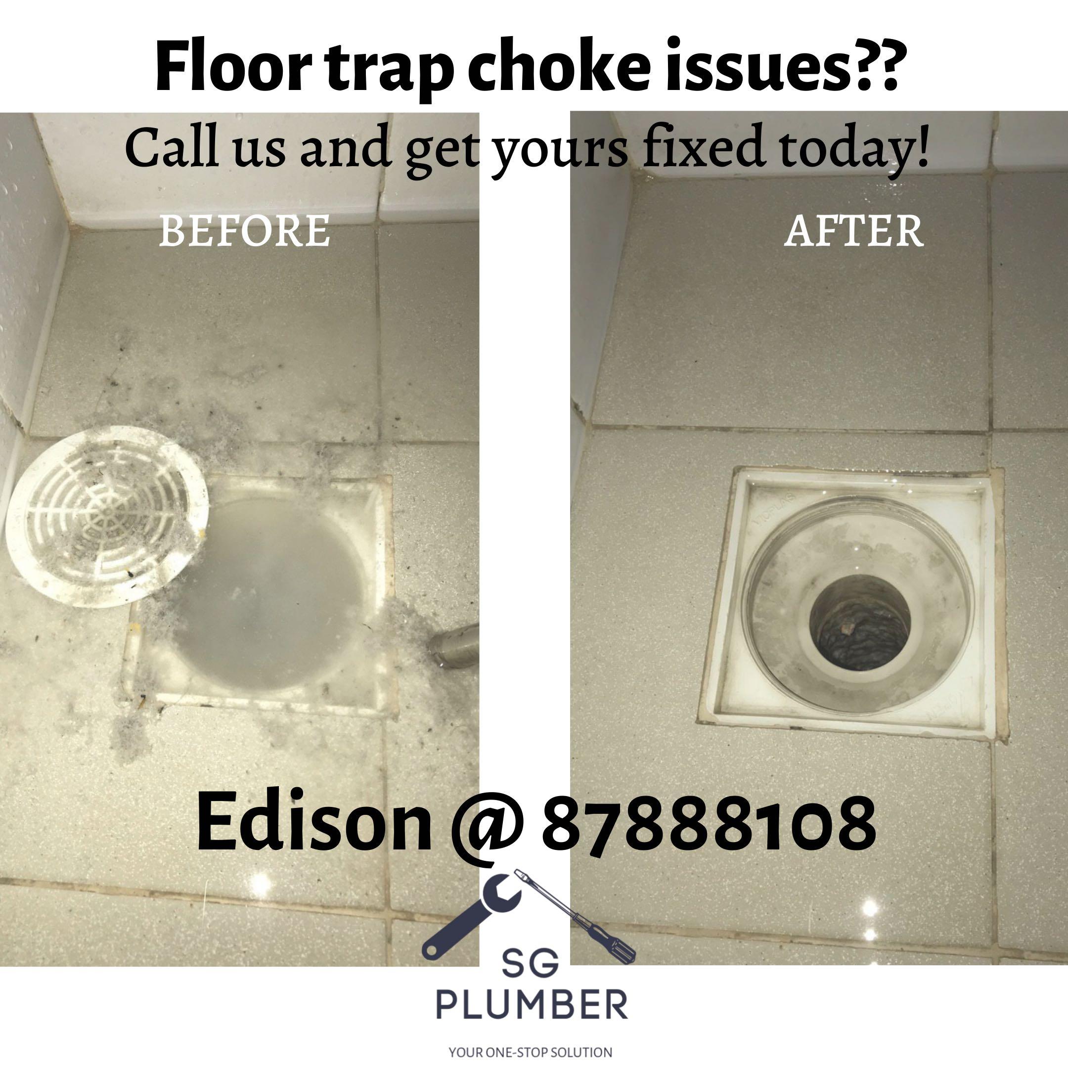 SG Plumber / Plumbing Service / Plumber / Floor Trap Choke / Bathroom