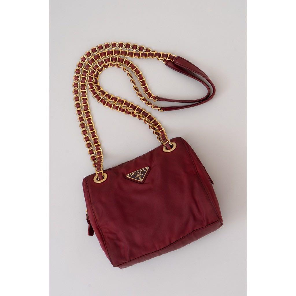 Prada 金鏈條側背包 名牌精品 精品包包在旋轉拍賣