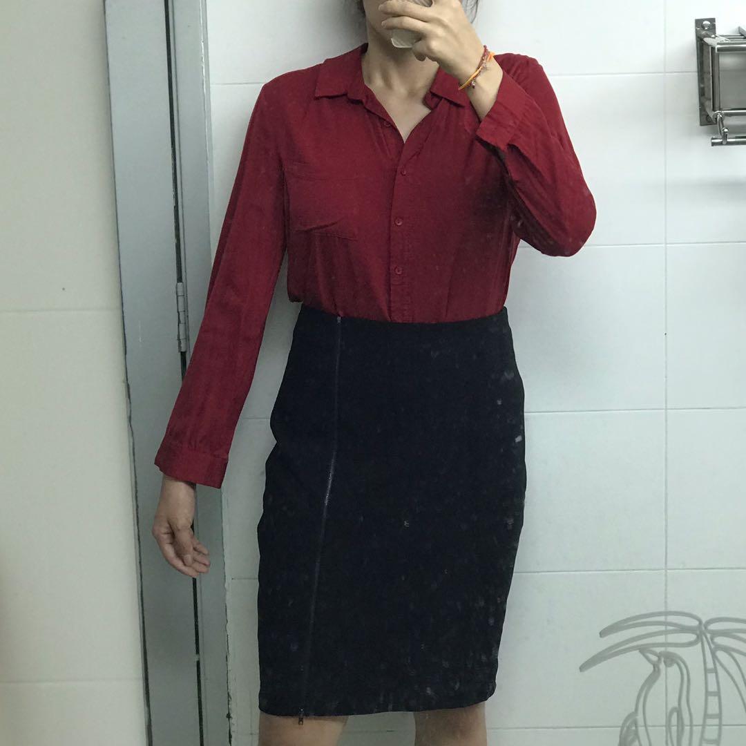 Set) Red Blouse with - Formal , Women's Fashion, Bottoms, Skirts on Carousell