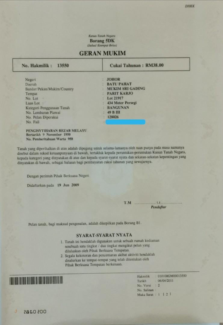 Kluang Tanah Lot Bungalow Geran Individu Freehold Land For Sale In Kluang Johor Mudah My