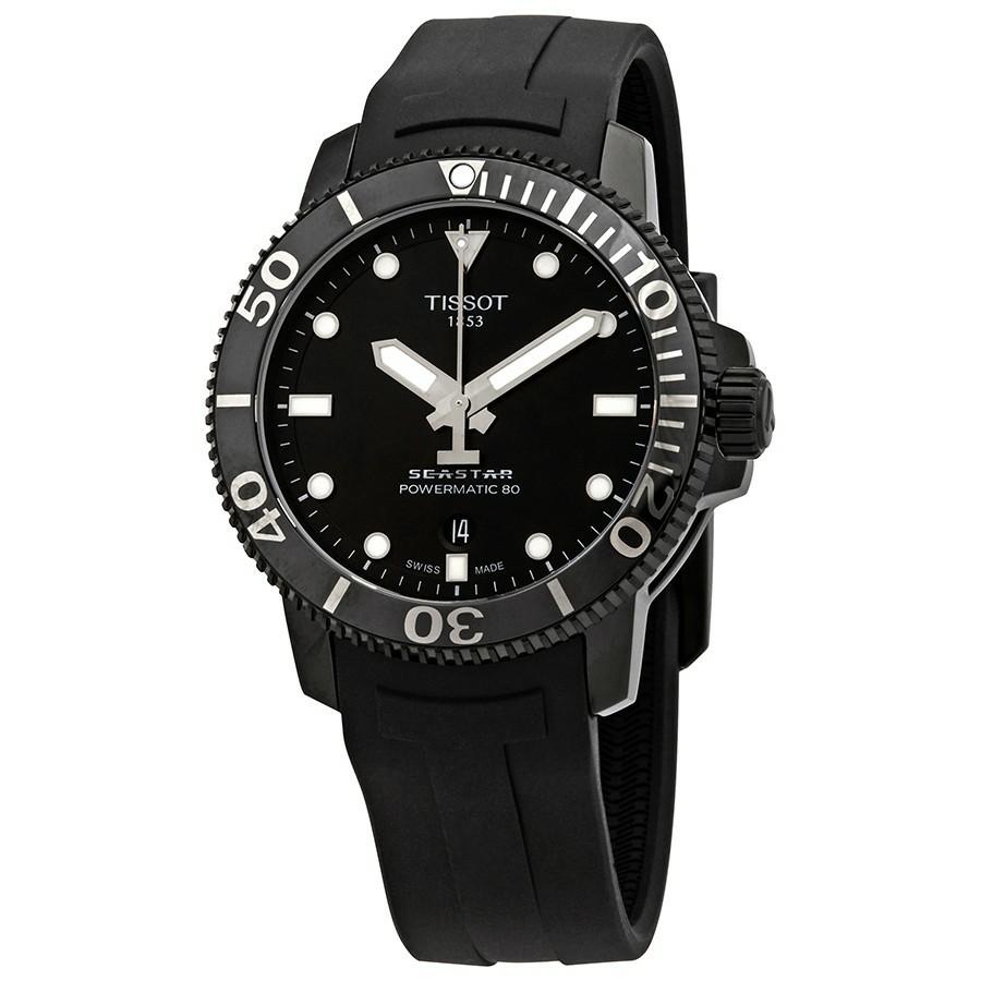 TISSOT SEASTAR POWERMATIC 80 AUTOMATIC 43MM RUBBER STRAP WATCH (BRAND