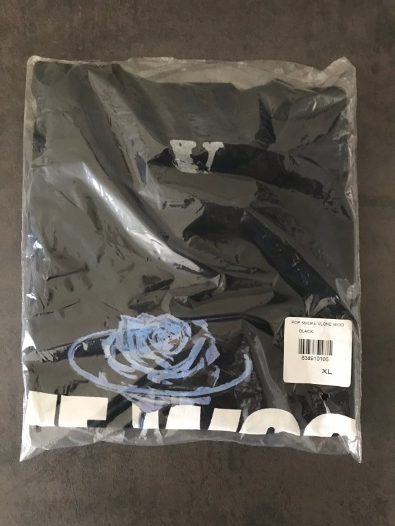 VLONE X POP SMOKE THE WOO BLACK T-SHIRT XL 短T 現貨, 他的時尚