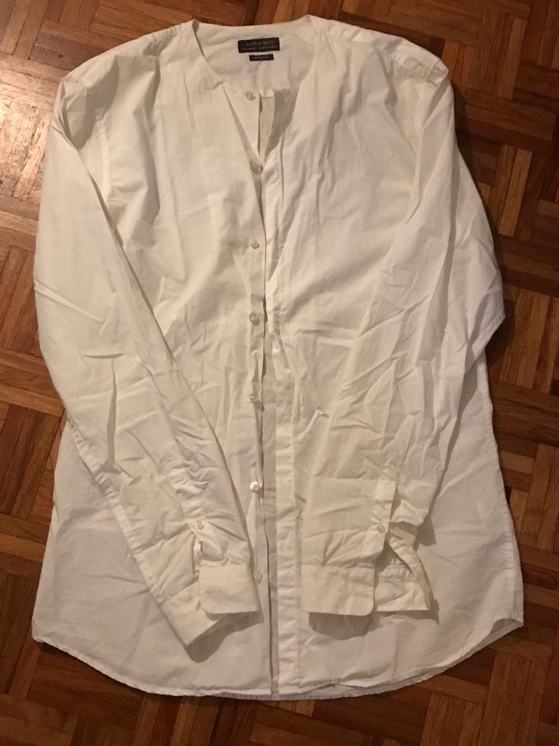 Zara mens collarless shirt clearance