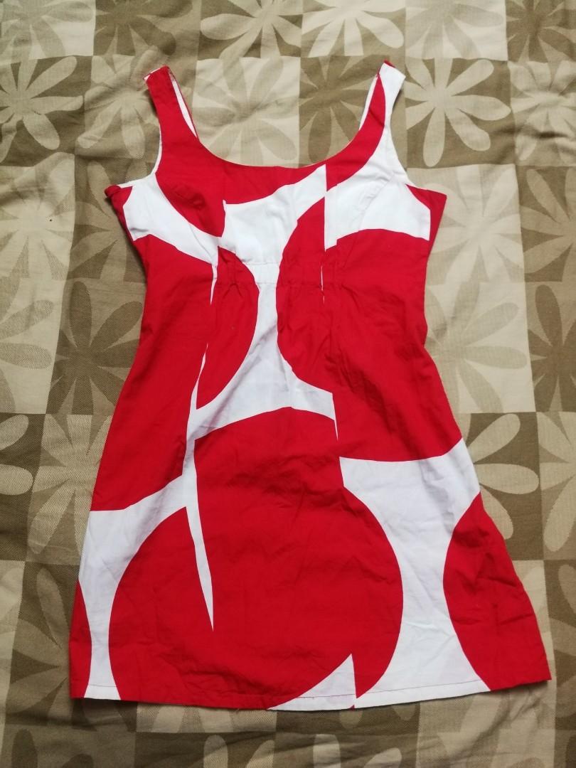 zara red and white dress