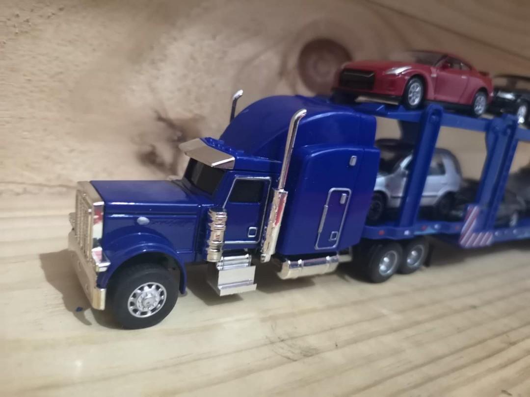 1 64 American Type Truck Transporter Diecast Model Blue Head