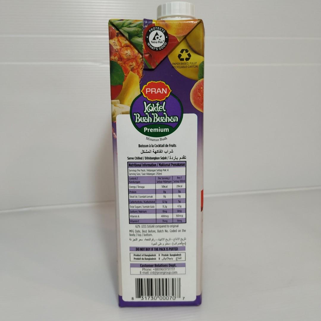 1 Litre Pran Fruits Cocktail Fruit Drink 100 Orchard Picked Less