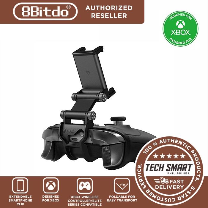 8Bitdo Mobile Gaming Clip for Xbox Controllers (Officially Licensed) (Category: Controllers) located in Manila. Submitted by techsmartph (Listing ID 1042117958, Image 1). Description: * Compatible with Xbox wireless Controllers, including the new Xbox Wireless Controller launching this fall, and Xbox Elite series controllers * 2-Axis adjustable positioning for optimal gaming * Expandable Clip to fit large smartphones - Min: 49mm, Max 86mm * Folda